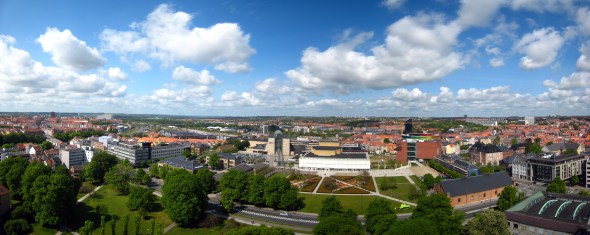 Panorama View from the bell tower of the Municipal Hall in Aarhus, Denmark