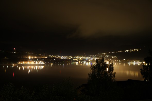 Foggy Narvik Harbor tonight