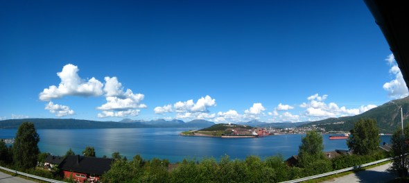 Panorama overlooking the Ofoten Fjord and Narvik Harbor