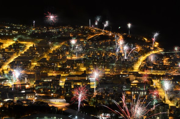 Center of the City Narvik - Fireworks New Years Eve 2011/2012 (photo: Bente Hjellsand)