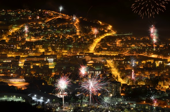 Center of the City Narvik - Fireworks New Years Eve 2011/2012 (photo: Bente Hjellsand)