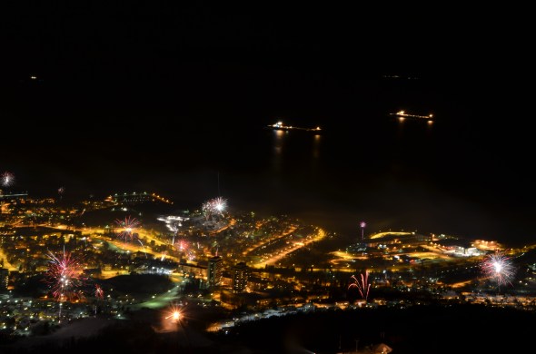 Center of the City Narvik - Fireworks New Years Eve 2011/2012 (photo: Bente Hjellsand)
