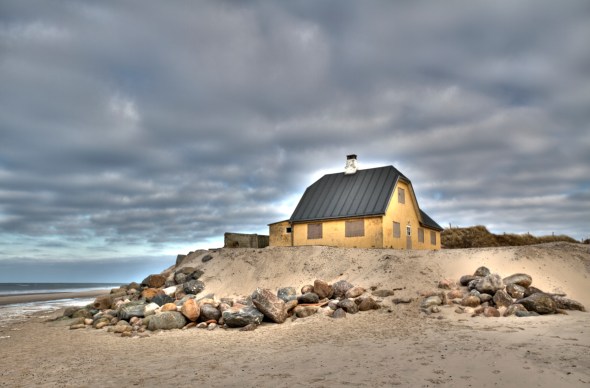 On it's way into the frothing sea