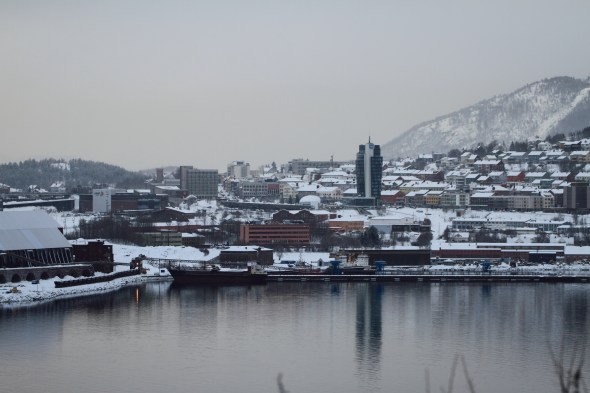Downtown Narvik with the harbor in front