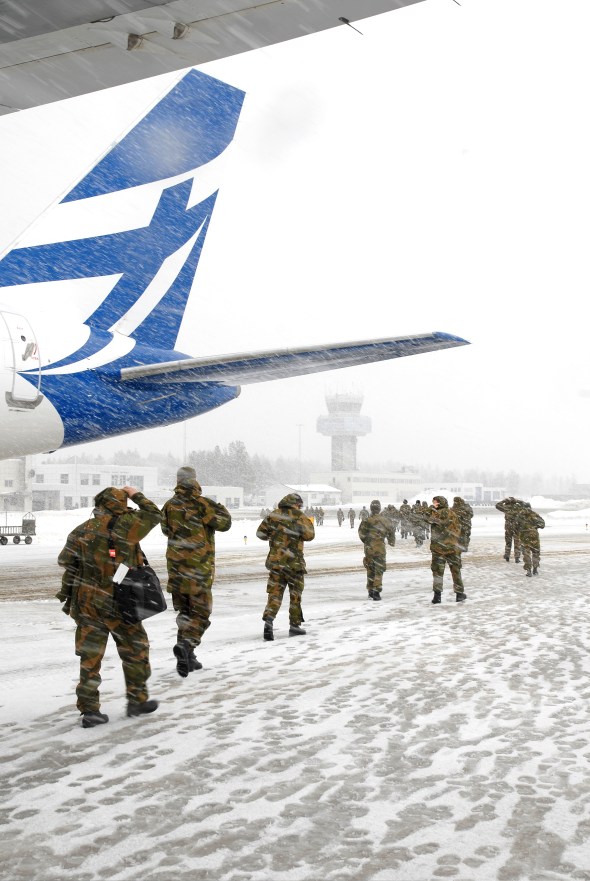 Norwegian Home Guard arrives Bardufoss for the exercise Cold Response 2012 (Photo: Nils Bernt Rinde/HV/Forsvarets mediesenter)
