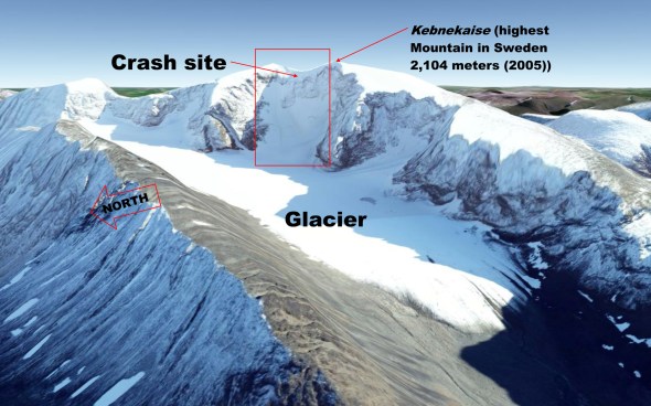 Crash site in the high alpine area - (photo: Google Earth)