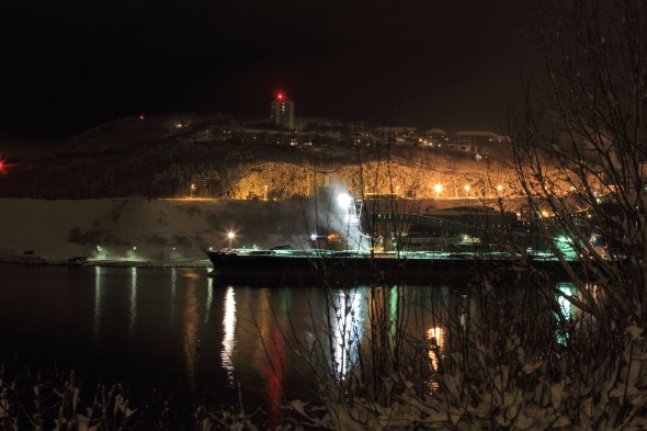 Even the Iron Ore Loader seems quiet over the dampening carpet of snow that covers the landscape