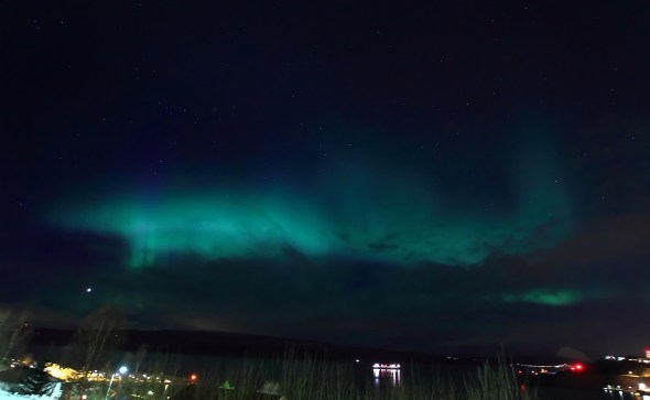 Aurora Borealis yesterday over the Ofoten Fjord