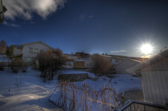 Sun peeking over the Ankens mountain - HDR composite of 6 images